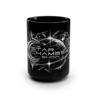 Star Chamber Show 15oz Black Mug — Cosmic Logo Coffee Cup